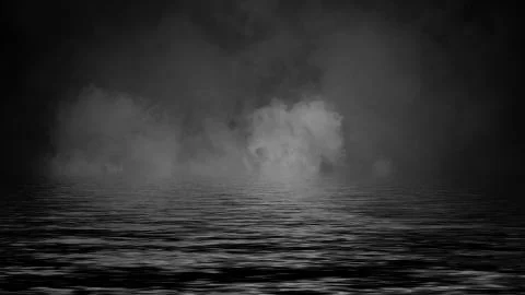 Rolling billows of smoke mist clouds from ice across the bottom light with re Stock Illustration