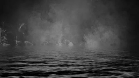 Rolling billows of smoke mist clouds from ice across the bottom light with re Stock Illustration
