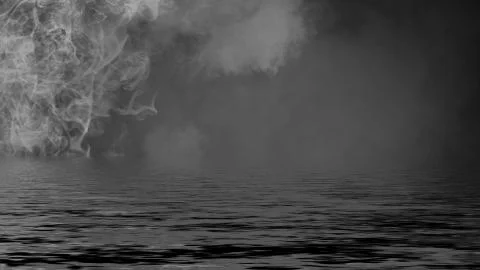 Rolling billows of smoke mist clouds from ice across the bottom light with re Stock Illustration