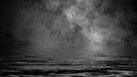 Rolling billows of smoke mist clouds from ice across the bottom light with re Stock Illustration