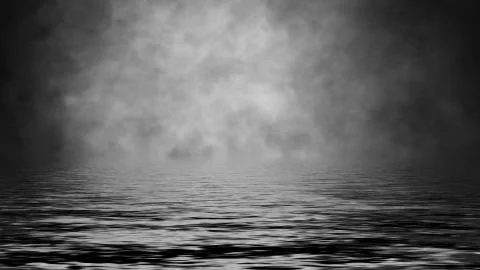Rolling billows of smoke mist clouds from ice across the bottom light with re Stock Illustration