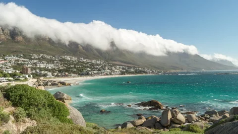 Rolling Clouds Camps Bay Cape Town South Africa Timelapse Stock Footage 166697277