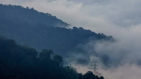 Rolling Clouds Drifting Over Mountain Valley Part2 Stock-Footage 46215940