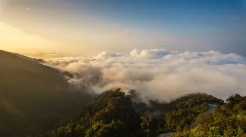 Rolling Clouds Drifting Over Mountain Valley Part1 Video stock 46216051