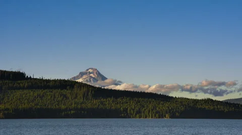 Rolling Clouds over Mt. Hood at Sunset Stock Footage 43555748