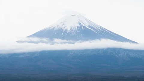 Rolling clouds over Mt.Fuji, Japan. Misty atmosphere, 4K time lapse Stock Footage 102440782