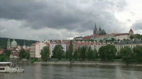 Rolling clouds over Prague castle Stock Footage 485160