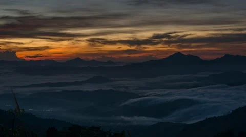 Rolling Clouds &amp; Sunrise Time Lapse at Mount Kinabalu Stock Footage 43101729