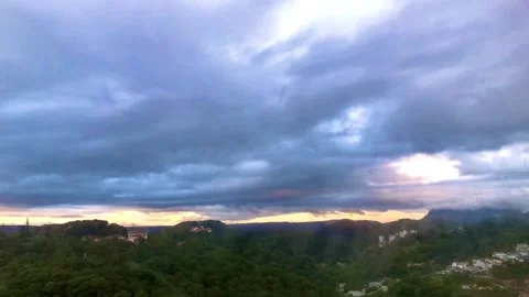 Rolling clouds sunrise timelapse in Dalat, Vietnam's honeymoon capital Stock Footage 153844093