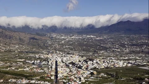 Rolling clouds waterfall at La Palma - 4K Timelapse Stock Footage 293735574