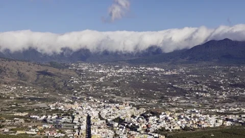 Rolling clouds waterfall at La Palma - 4K Timelapse zoom in Stock Footage 293779082