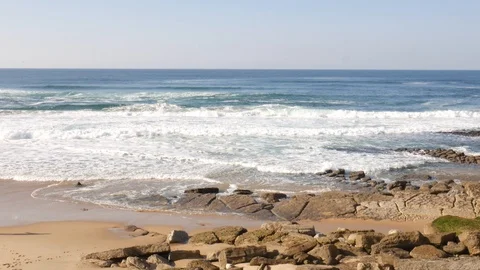 Rolling Crashing Waves Splashing Against Lava Rock On Atlantic Coast Stock Footage 122321913
