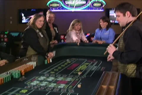 Rolling Dice at a Craps Table Stock Footage 10686400