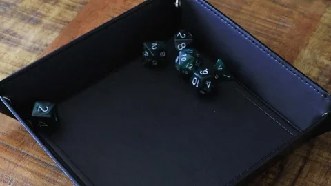 Rolling dice into a dice tray Stock Footage 335944072