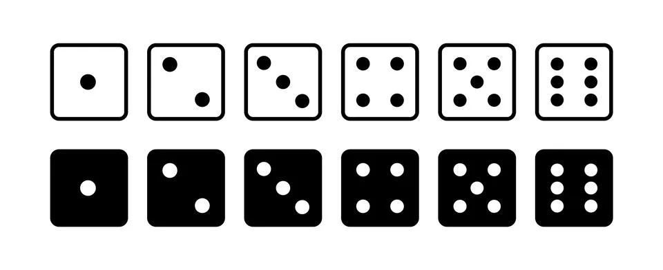 Rolling dice number faces in line style vector illustration Illustrazione stock