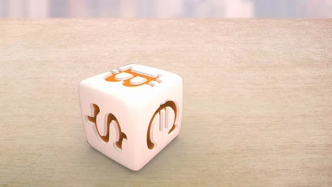 Rolling dice with USD, Euro, bitcoin symbols. 3D rendering. animation. Stock Footage 108225028