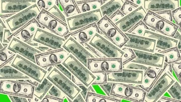Rolling dollars. Green screen background Stock Footage 85892608