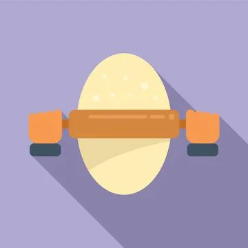 Rolling dough icon flat vector. Pastry baking Stock Illustration