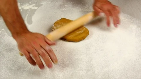 Rolling dough. Making Christmas Gingerbread Cookies. Stock Footage 77225221