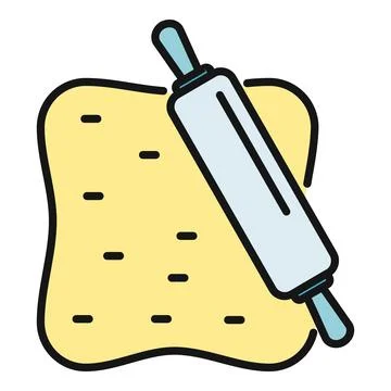 Rolling dough with a pin for baking pastry 스톡 일러스트