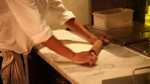 Rolling dough pizza Stock Footage 77670894