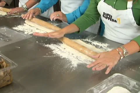 Rolling Dough with Rolling Pin Stock Footage 10684600