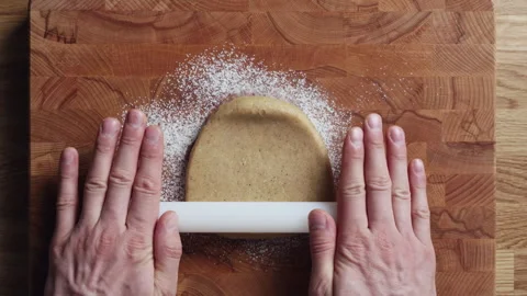 Rolling Dough With Rolling Pin By Hand Top View Видео 333596709