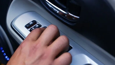 Rolling Down Car Window With Interior Control Button Stock Footage 111804521