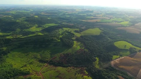 Rolling Farmland Hills and Patchwork Fields Parana Brazil Video stock 332825505