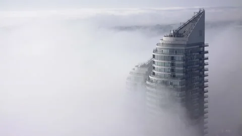 Rolling Fog Toronto Highrise Timelapse Stock Footage