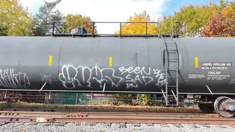Rolling Freight Train Graffiti Art Stock Footage 344346081