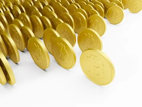Rolling golden bitcoin Stock-Illustration