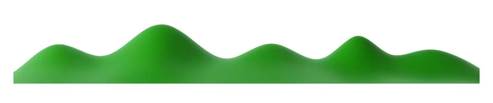 Rolling green 3D hills with smooth glossy shading Stock Illustration