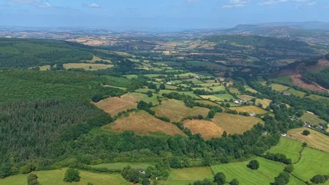 Rolling Green Hills and Patchwork Fields in Wales Stock-Footage 322741127