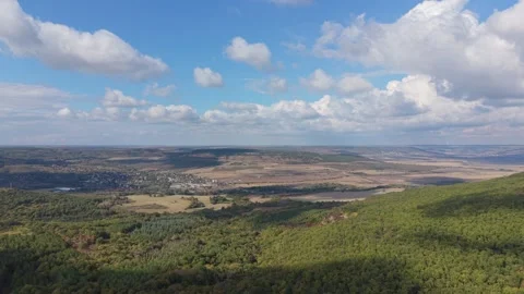 Rolling Green Hills And Patchwork Fields Viewed From Above Today Stock Footage 348009302