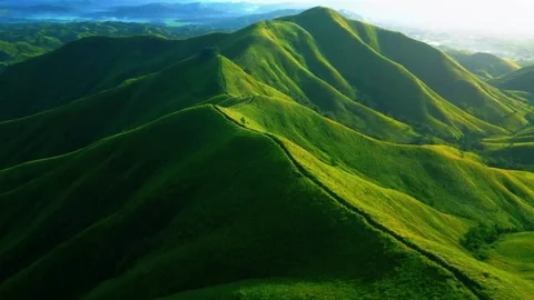 Rolling Green Hills Stretching Under Open Sky Stock Footage 310856438