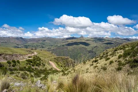 Rolling Green Mountains Between Cusco and Waqrapukara, Peru Stock Photos