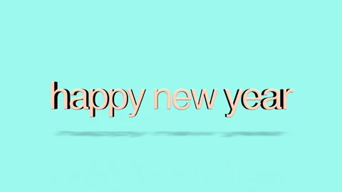 Rolling Happy New Year text on green gradient Stock Footage 253882166