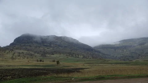 Rolling hills and low clouds, MWS, Kurdistan Region of Iraq Stock Footage 300111849