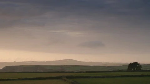 Rolling hills in Cornwall, England. Stock Footage 128213335