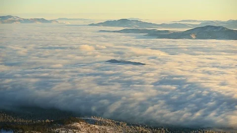 Rolling Inversion Clouds over Reno Nevada at Sunrise Stock Footage 99528618