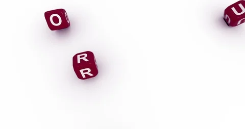 Rolling letter cubes forming words Burn Out with alpha mask Stock Footage 116606363