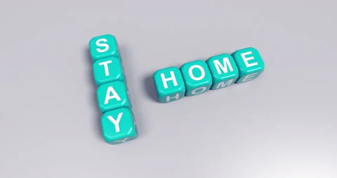 Rolling letter cubes forming words Stay home and safe with alpha mask Stock Footage 131716617