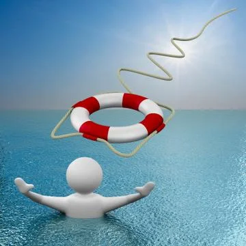 Rolling in lifebuoy. 3D image Illustrazione stock