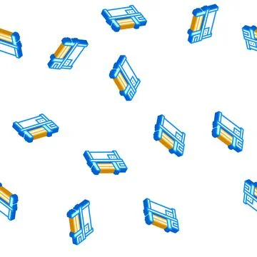 Rolling machine isometric icon seamless pattern color Stock Illustration
