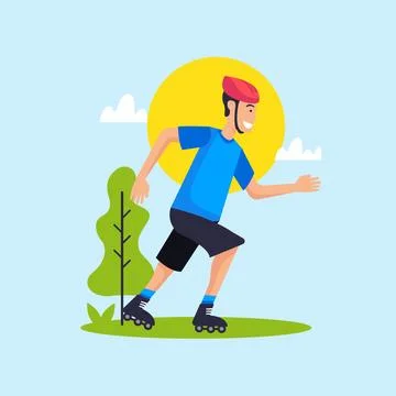 Rolling menat the blue sky simple flat vector illustration eps format Stock Illustration