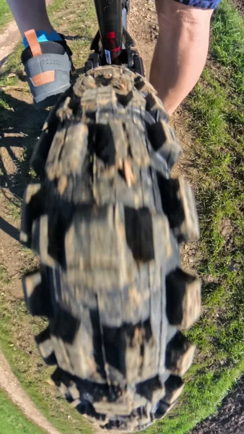 Rolling mountain bike wheel Video stock 290427989