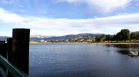 Rolling Mountain Clouds over Puddingstone Reservoir Time Lapse in California Stock Footage 65028510
