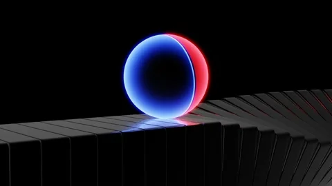 Rolling neon red and blue ball Stock Footage 170051821