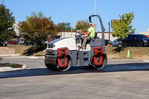 Rolling new asphalt Stock Photos